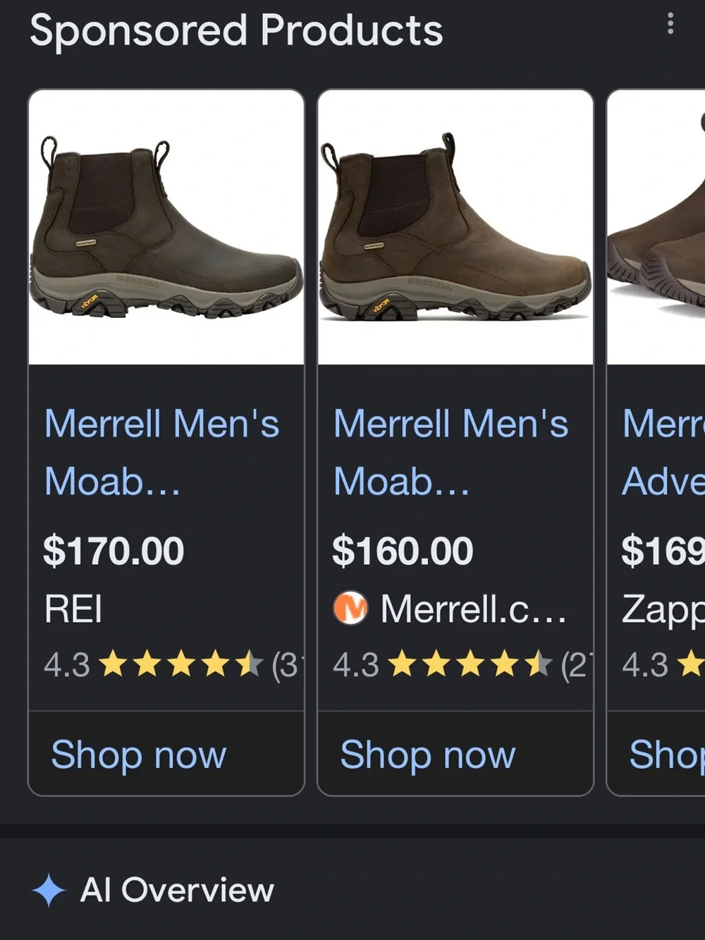 Men's Merrell Moab Adventure Leather Hiking Boots with Black Elastic Panels